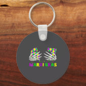 67 Mardi Gras Skeleton Hands Fleur De Lis 6 7 Meme Sleutelhanger (Voorkant)