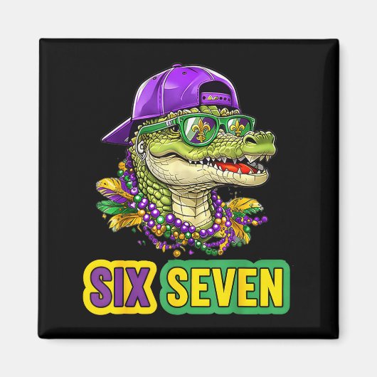 67 Mardigator Alligator Mardi Gras Zes Zeven Grapp Magneet (Voorkant)