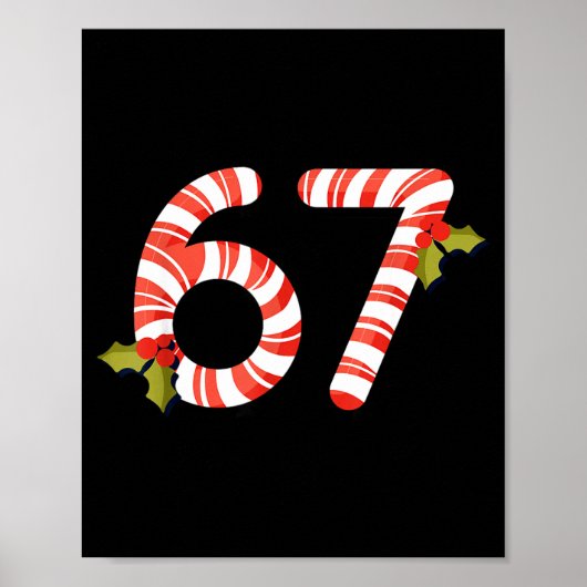 67 Mas Meme Candy Cane Zes Zeven Kinderen Mannen V Poster (Voorkant)