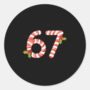 67 Mas Meme Candy Cane Zes Zeven Kinderen Mannen V Ronde Sticker