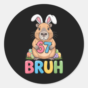 67 Meme 6 7 Bruh Zes Zeven Pasen Capybara Kinderen Ronde Sticker