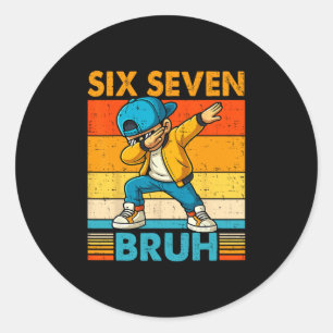 67 Meme 6 7 Dabbing Jongens Zes Zeven Bruh Kindere Ronde Sticker
