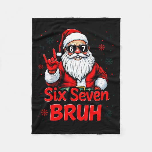 67 Meme 6 7 Funny Christmas Santa Rock On Six Seve Fleece Deken (Voorkant)