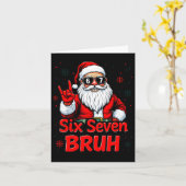 67 Meme 6 7 Funny Christmas Santa Rock On Six Seve Kaart (Gele Bloem)