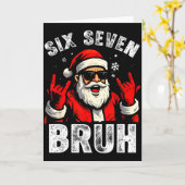 67 Meme 6 7 Funny Christmas Santa Rock On Six Seve Kaart (Gele Bloem)
