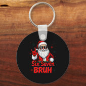 67 Meme 6 7 Funny Christmas Santa Rock On Six Seve Sleutelhanger (Voorkant)