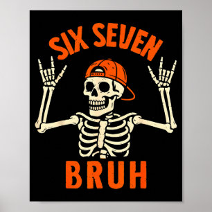 67 Meme 6 7 Grappige Halloween Skelet Rock On Zes Poster