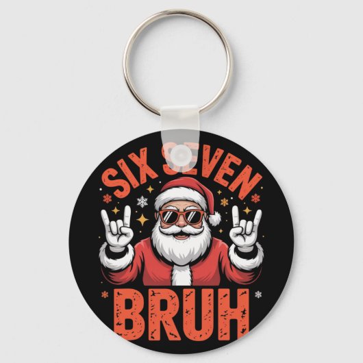 67 Meme 6 7 Grappige Kerstman Kerstmis Zes Zeven B Sleutelhanger (Voorkant)