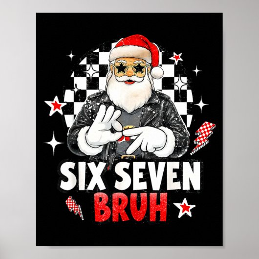 67 Meme 6 7 Grappige Kerstman Rock On Zes Zeven Poster (Voorkant)