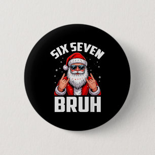67 Meme 6 7 Grappige Kerstman Santa Rock On Zes Ze Ronde Button 5,7 Cm