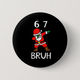 67 Meme 6 7 Grappige Kerstmis Dabbing Kerstman Zes Ronde Button 5,7 Cm