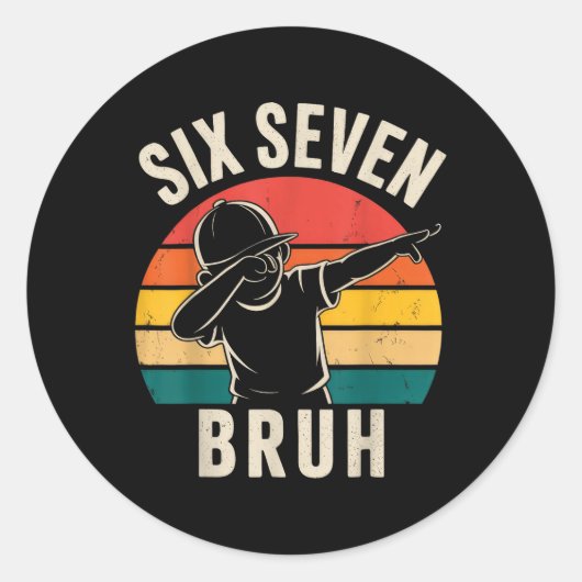 67 Meme 6 7 Numbers Dabbing Six Seven Bruh Ronde Sticker (Voorkant)