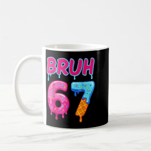 67 Meme 6 7 Nummers Ijs Zes Zeven Bruh Grappig Koffiemok (Links)