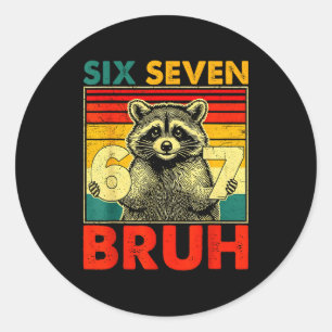67 Meme 6 7 Nummers Wasbeer Zes Zeven Bruh Grappig Ronde Sticker