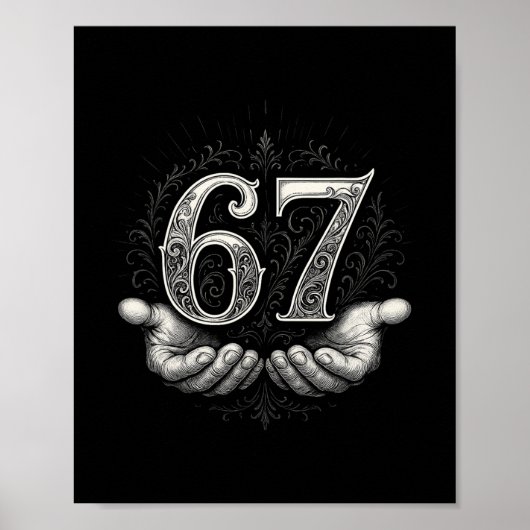 67 Meme 6 7 Zes Zeven Handen Funny Gen Alpha Jargo Poster (Voorkant)