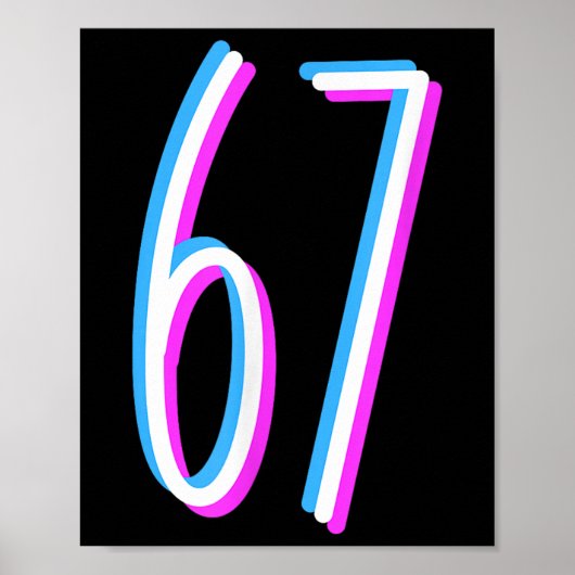 67 Meme 6 7 Zes Zeven Nummer Kostuum Poster (Voorkant)