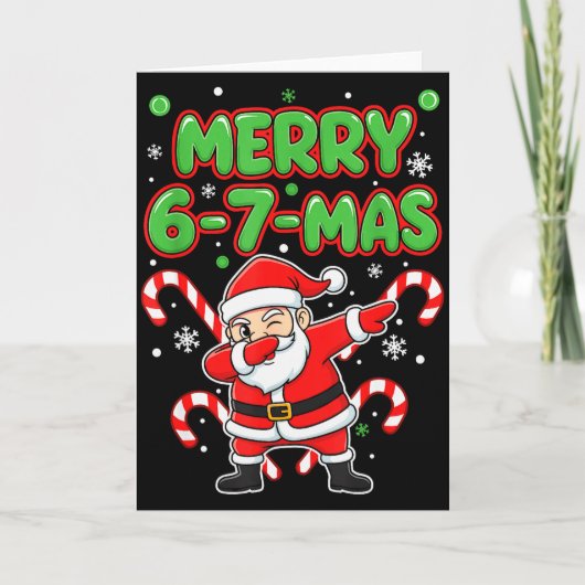 67 Meme Alpha Gen Slang Prettig 6-7-mas Kerstman C Kaart (Voorkant)