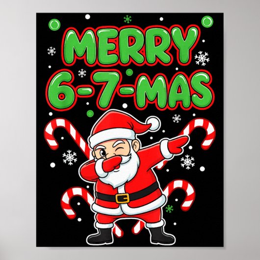 67 Meme Alpha Gen Slang Prettig 6-7-mas Kerstman C Poster (Voorkant)