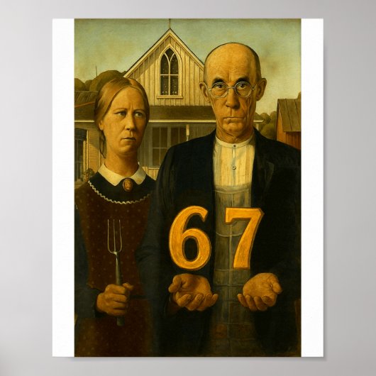 67 Meme American Gothic Art Six Seven Gen Alpha Sl Poster (Voorkant)