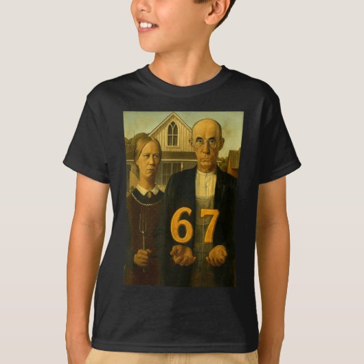 67 Meme American Gothic Art Six Seven Gen Alpha Sl T-shirt (Voorkant)