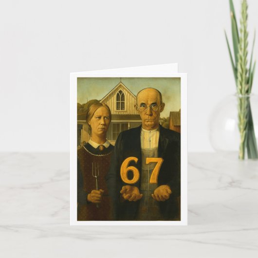 67 Meme American Gothic Art Zes Zeven Gen Alpha Sl Kaart (Voorkant)
