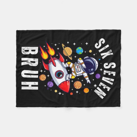 67 Meme Astronaut Dabbing In Space Funny Six Seven Fleece Deken (Voorkant (Horizontaal))