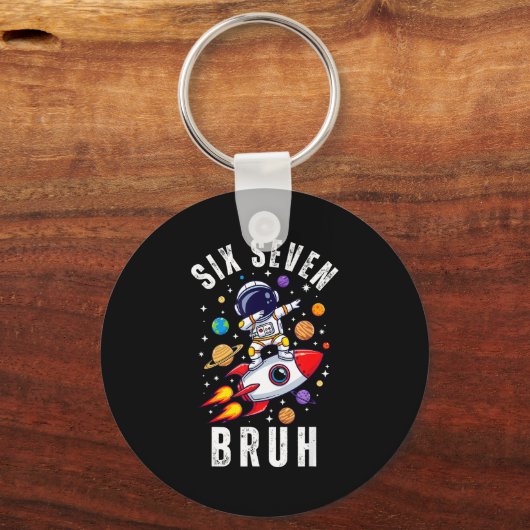 67 Meme Astronaut Dabbing In Space Funny Six Seven Sleutelhanger (Voorkant)
