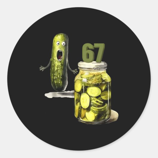 67 Meme Augurk Verrassing Een Pot Met Gesneden Aug Ronde Sticker (Voorkant)