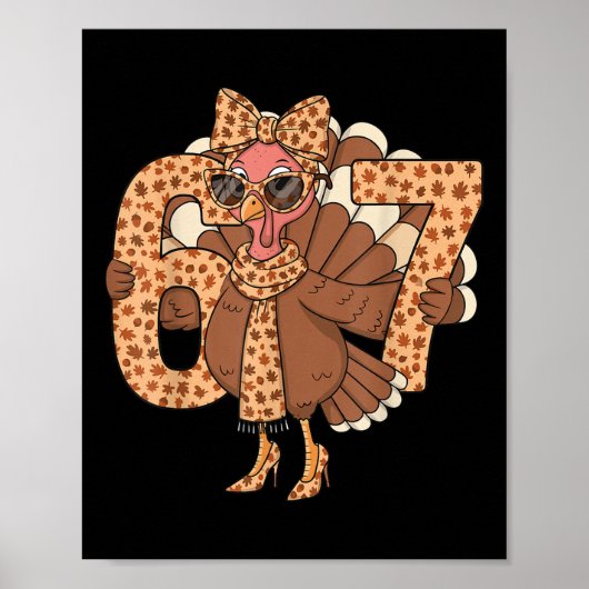 67 Meme Autumn Fall Turkey Sungles Funny Thanksgiv Poster (Voorkant)