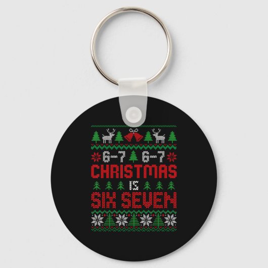 67 Meme Boy Funny Six Seven Ugly Christmas Sweater Sleutelhanger (Voorkant)