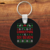 67 Meme Boy Funny Six Seven Ugly Christmas Sweater Sleutelhanger (Voorkant)
