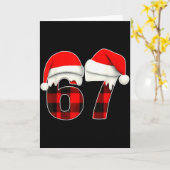 67 Meme Brainrot Funny Christmas Plaid Xmas Pajama Kaart (Gele Bloem)