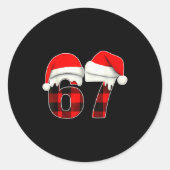 67 Meme Brainrot Funny Christmas Plaid Xmas Pajama Ronde Sticker (Voorkant)