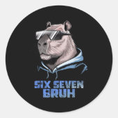 67 Meme Capybara Funny Six Seven Bruh Capybara For Ronde Sticker (Voorkant)
