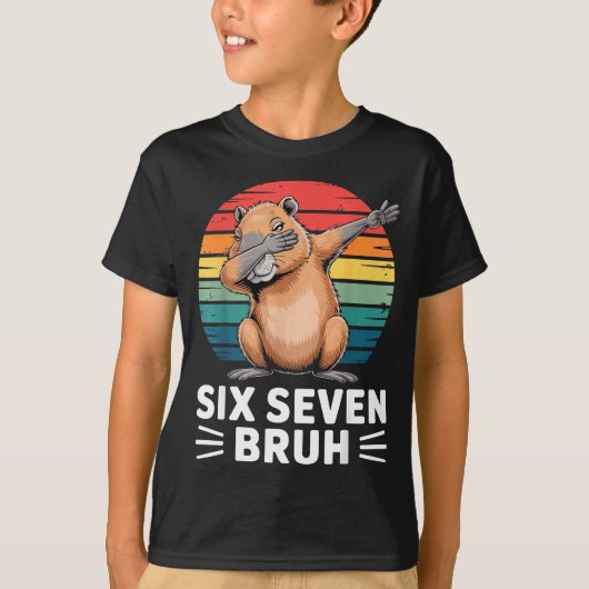 67 Meme Capybara Funny Six Seven Bruh Humor For Ki T-shirt (Voorkant)