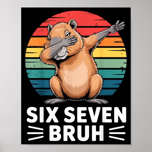 67 Meme Capybara Grappige Zes Zeven Bruh Humor Voo Poster (Voorkant)
