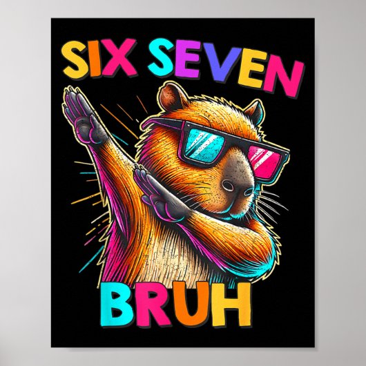67 Meme Capybara Six Seven Bruh Capybara Kids Boys Poster (Voorkant)