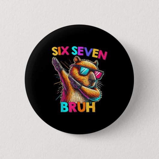 67 Meme Capybara Six Seven Bruh Capybara Kids Boys Ronde Button 5,7 Cm (Voorkant)