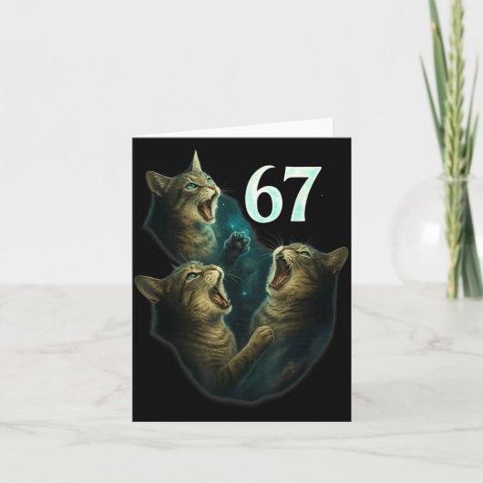 67 Meme Cat Howling At 67 Funny 6 7  Kaart (Voorkant)