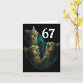 67 Meme Cat Howling At 67 Funny 6 7  Kaart (Gele Bloem)