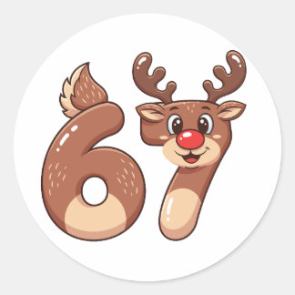 67 Meme Christmas Reindeer Ronde Sticker