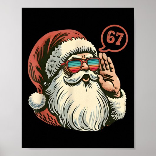 67 Meme Coole Kerstman Retro Kerstman 6 7 Grappig Poster (Voorkant)