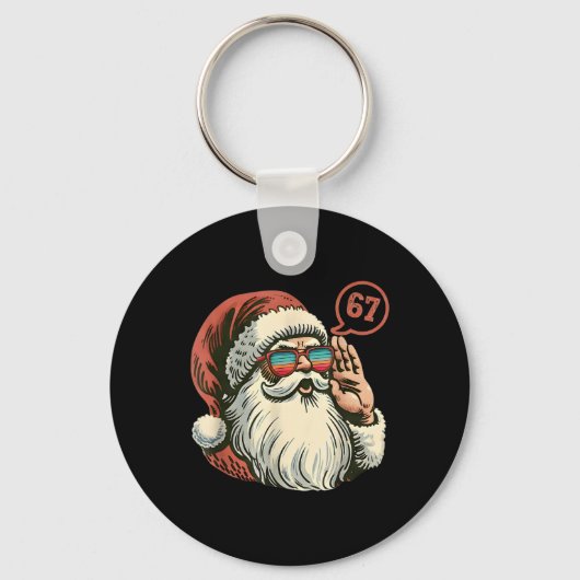 67 Meme Coole Kerstman Retro Kerstman 6 7 Grappig Sleutelhanger (Voorkant)