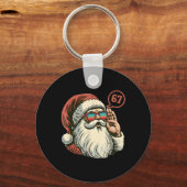 67 Meme Coole Kerstman Retro Kerstman 6 7 Grappig Sleutelhanger (Voorkant)