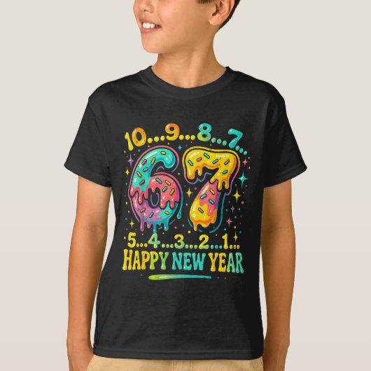 67 Meme Countdown Happy New Year Funny Drip Number T-shirt (Voorkant)
