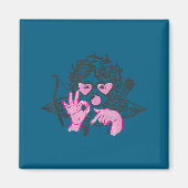 67 Meme Cud Hands Bubble Gum Six Seven Meme Valent Magneet (Voorkant)