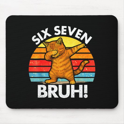 67 Meme Dabbing Cat Six Seven 6 7 Muismat (Voorkant)