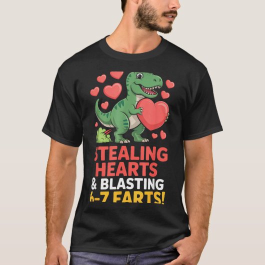 67 Meme Dinosaur Stealing Hearts 6-7 Farts Valenti T-shirt (Voorkant)