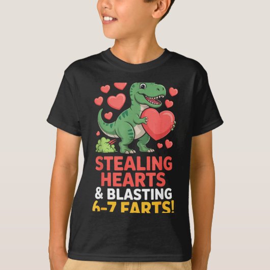 67 Meme Dinosaur Stealing Hearts 6-7 Farts Valenti T-shirt (Voorkant)