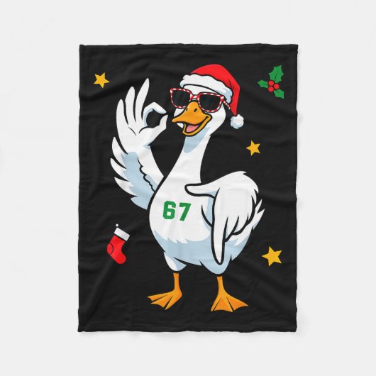 67 Meme Domme Gans 6 7 Grappige Zes Zeven Kerstmis Fleece Deken (Voorkant)